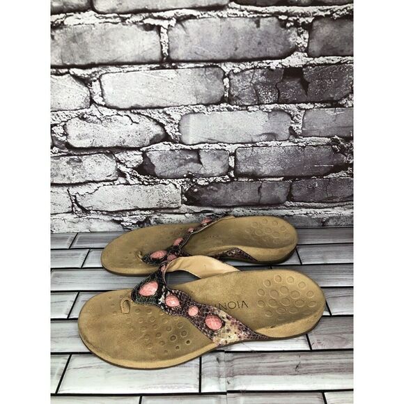 Vionic Eve 2 Jewel Pink Leather Snake Orthoheel Sandals Women's Sz 9M US/40EU - Picture 10 of 16